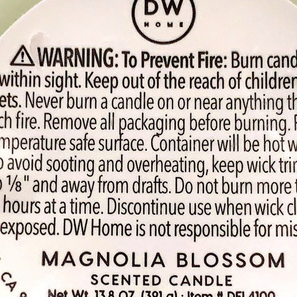 DW HOME CANDLE MAGNOLIA BLOSSOM 1 WICK NEW 13.8 oz - Picture 4 of 4